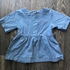 Chambray Peplum top with Embroider detail size 18m